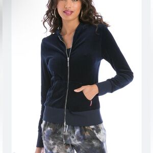 Hard tail velour zip up hoodie